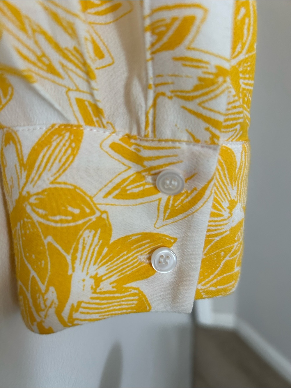 J. Crew Yellow Floral V-Neck Long Sleeve Blouse - Picture 9 of 9